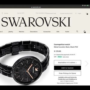 Swarovski black metal watch